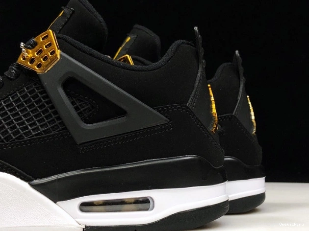 One Kick Jordan Royalty Air Black 4 Metallic Gold-White 308497-032 0814
